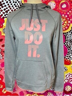 Nike Gray Hoodie with Pink JUST DO IT. Graphic